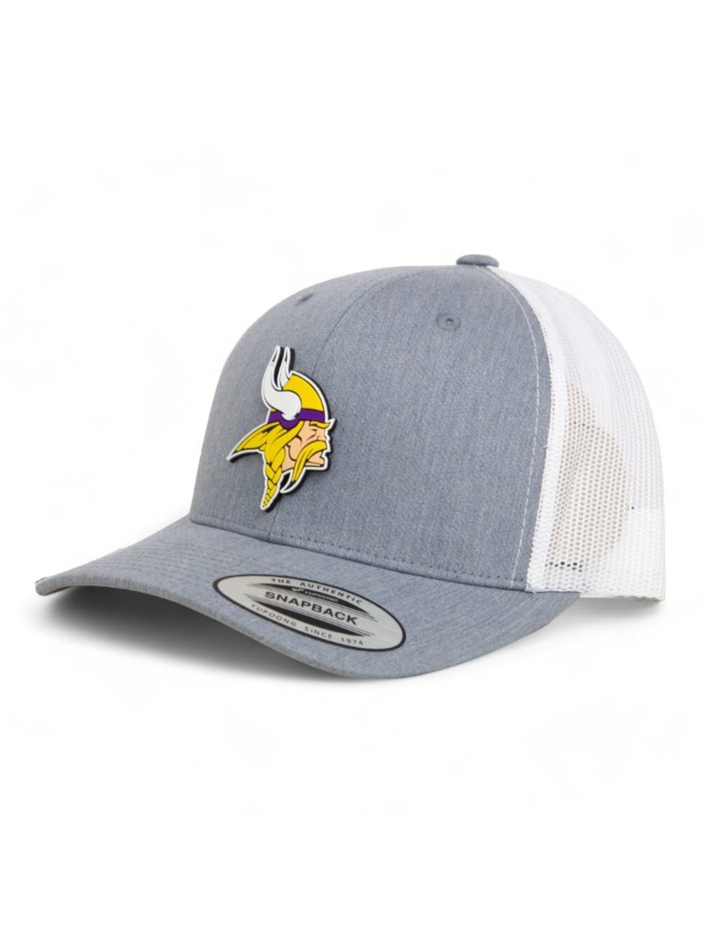 Minnesota Vikings 3D YP Snapback Trucker Hat- Heather Grey/ White